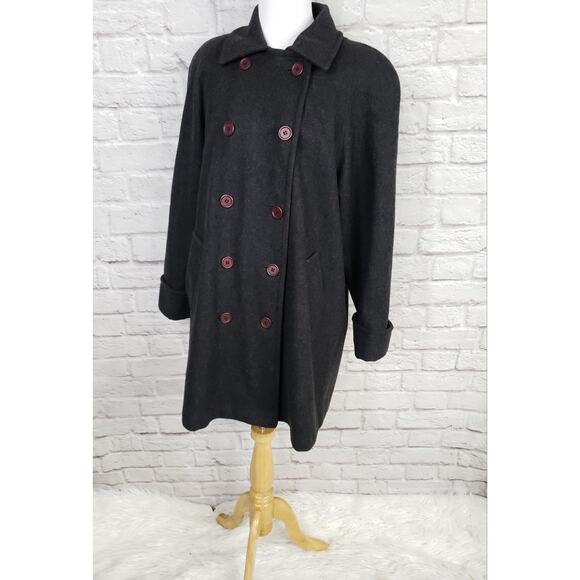 Vintage Russell Scott Double Breasted Gray Wool Swing Coat Cuffed Sleeve Sz 9/10 - Picture 7 of 14